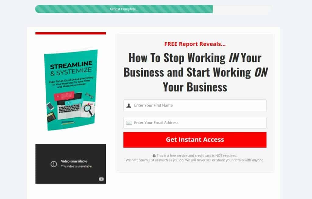 Network Marketing Landing page example